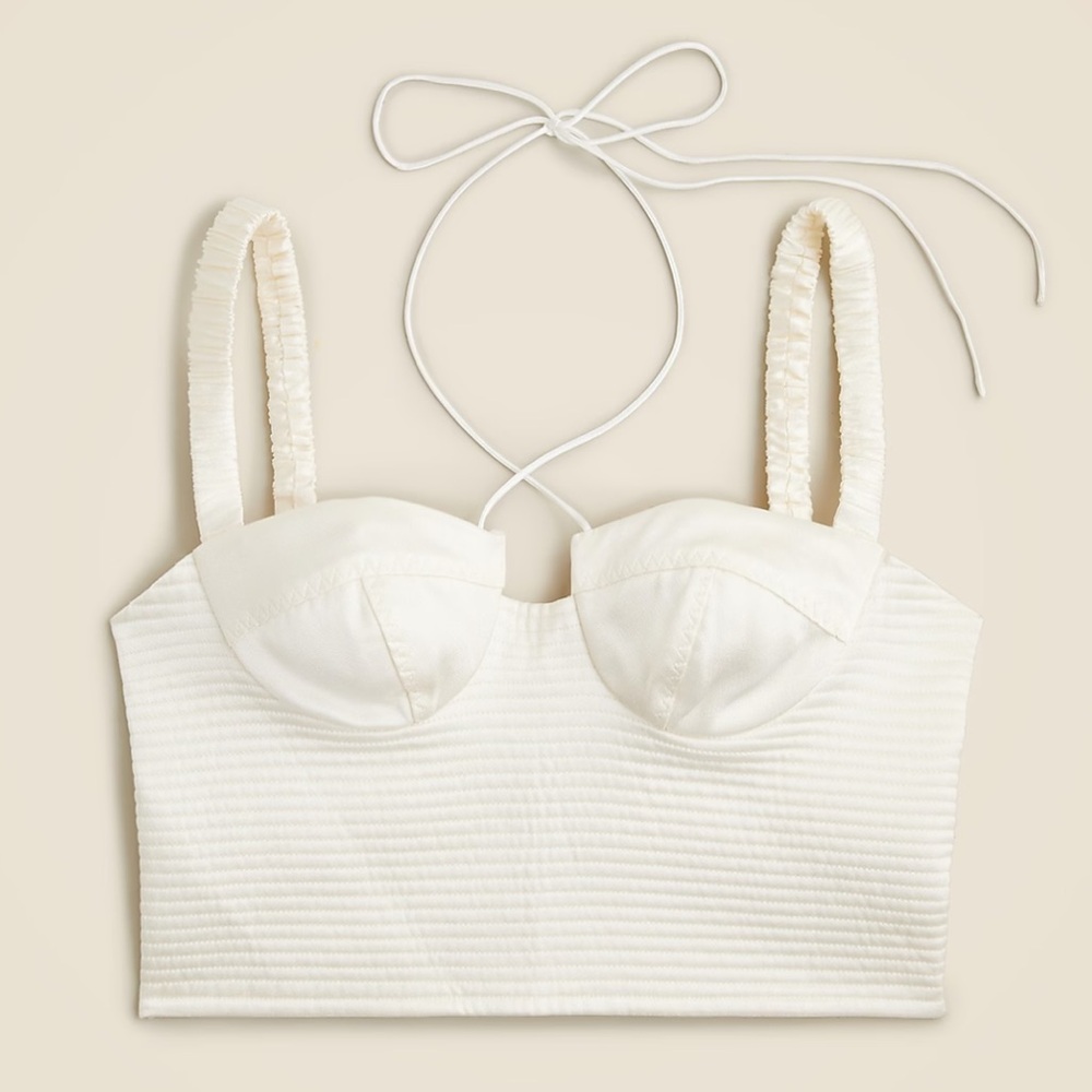 J.Crew x Anna October Limited Edition Cropped Bustier Top, Ivory, Sz. 4